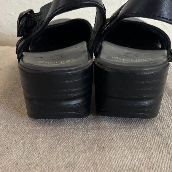 Dansko Woman's Black Leather Margrete Mary-Jane Sling-Back Clogs Sz 8.5 - 9 - Picture 9 of 13